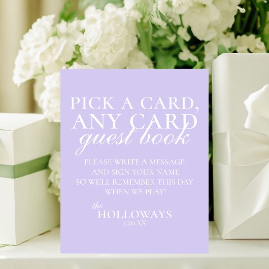 Modern Elegant Lavender Playing Card Guest Book 台座サイン