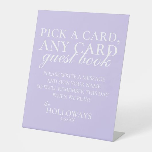 Modern Elegant Lavender Playing Card Guest Book 台座サイン (正面)