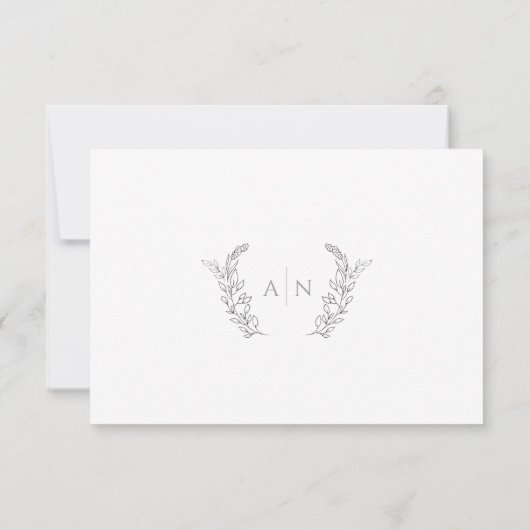 Modern elegant leafy monogram wedding 出欠カード (裏面)