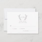 Modern elegant leafy monogram wedding 出欠カード (正面)