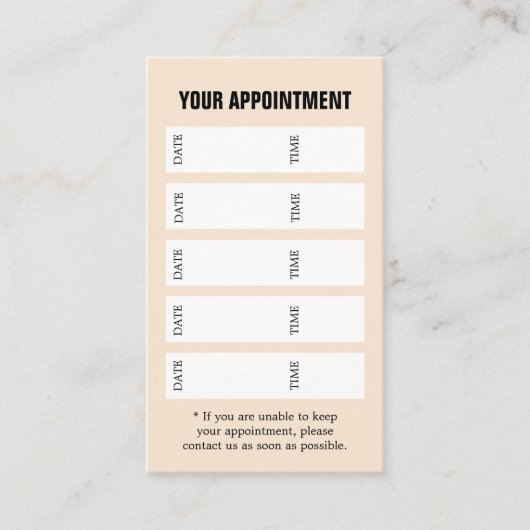 Modern Elegant Light Beige White Black Salon 予約カード (正面)