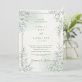 Modern Elegant Line Art Wildflowers Floral Wedding 招待状 (スタンド正面)
