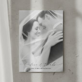 Modern Elegant Love and Thanks Photo Wedding サンキューカード