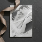 Modern Elegant Love and Thanks Photo Wedding サンキューカード