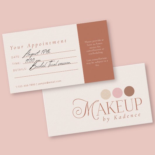 Modern Elegant Makeup Artist Appointment Card 名刺