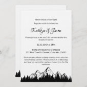 Modern Elegant Minimal Black Font Wedding Floral 招待状 (正面/裏面)