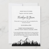 Modern Elegant Minimal Black Font Wedding Floral 招待状 (正面)