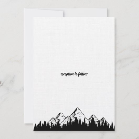 Modern Elegant Minimal Black Font Wedding Floral 招待状 (裏面)