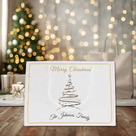 Modern Elegant Minimal Christmas Tree  ラージペーパーバッグ