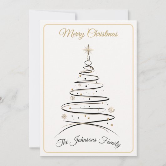 Modern Elegant Minimal Christmas Tree Card シーズンカード (正面)