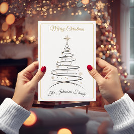 Modern Elegant Minimal Christmas Tree Card シーズンカード