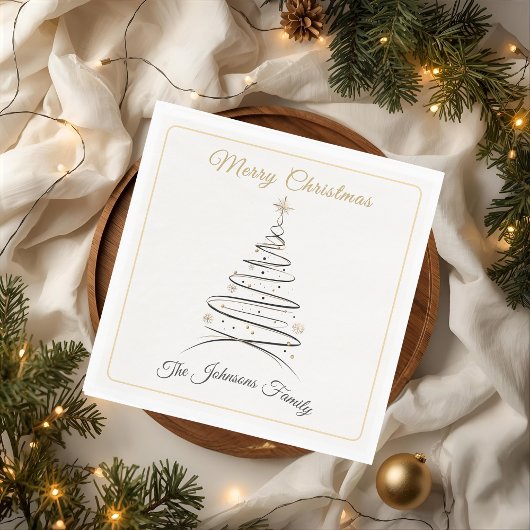 Modern Elegant Minimal Christmas Tree Napkin スタンダードランチョンナプキン