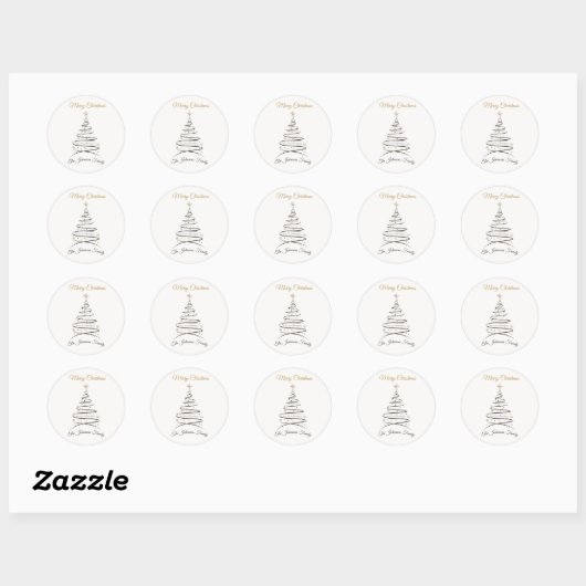 Modern Elegant Minimal Christmas Tree Sticker ラウンドシール (シート)