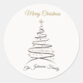 Modern Elegant Minimal Christmas Tree Sticker ラウンドシール (正面)
