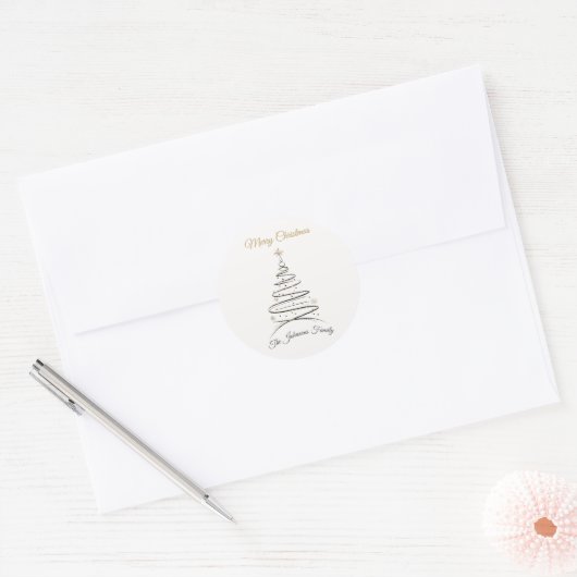 Modern Elegant Minimal Christmas Tree Sticker ラウンドシール (封筒)