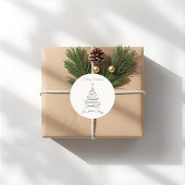Modern Elegant Minimal Christmas Tree Sticker ラウンドシール