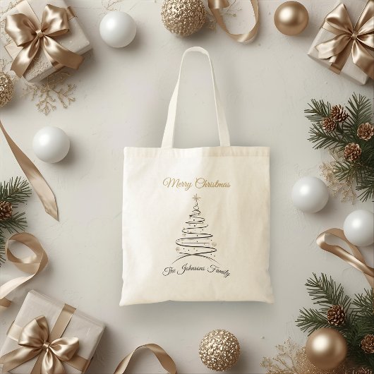 Modern Elegant Minimal Christmas Tree Tote Bag トートバッグ