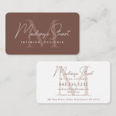 Modern Elegant Minimal Script Monogram Terracotta 名刺 (正面/裏面)