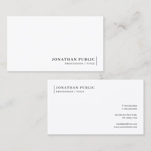 Modern Elegant Minimal Sleek Template Professional 名刺 (正面/裏面)