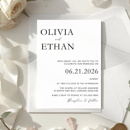 Modern Elegant Minimal Wedding Invitation 招待状