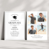 Modern Elegant Minimalist 4 PHOTO Graduation Party 招待状