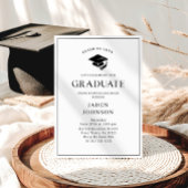 Modern Elegant Minimalist 4 PHOTO Graduation Party 招待状