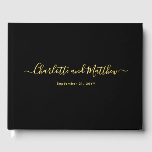 Modern Elegant Minimalist Chic Personalize Wedding ゲストブック (正面)