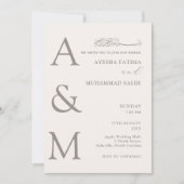 Modern Elegant Minimalist Islamic Nikkah Wedding 招待状 (正面)
