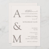Modern Elegant Minimalist Islamic Nikkah Wedding 招待状 (正面/裏面)