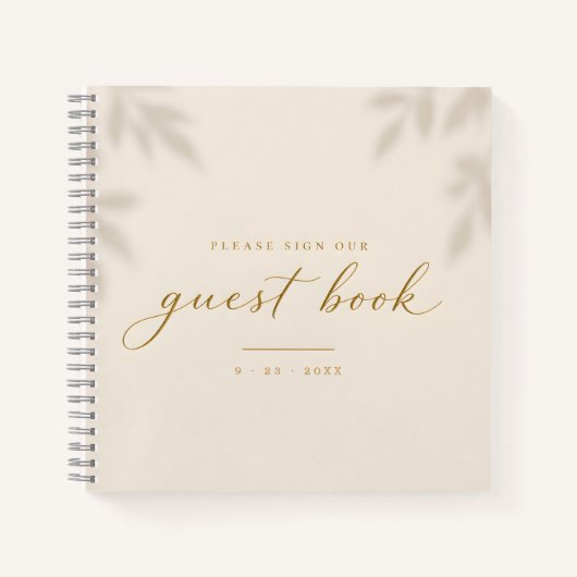 Modern Elegant Minimalist Ivory Wedding Guest Book ノートブック (正面)