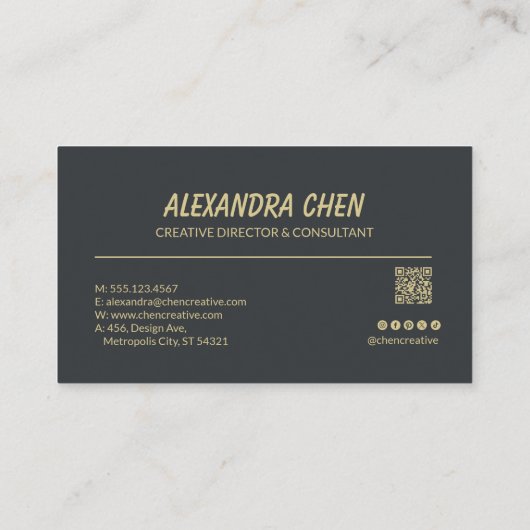 Modern Elegant Minimalist QR Code 名刺 (裏面)