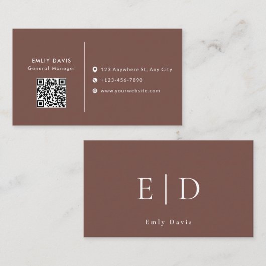 Modern Elegant Minimalist QR Code Business Card 名刺 (正面/裏面)