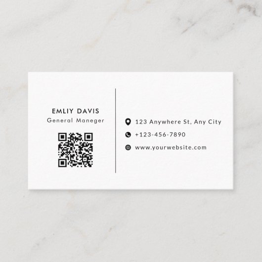 Modern Elegant Minimalist QR Code Business Card 名刺 (正面)