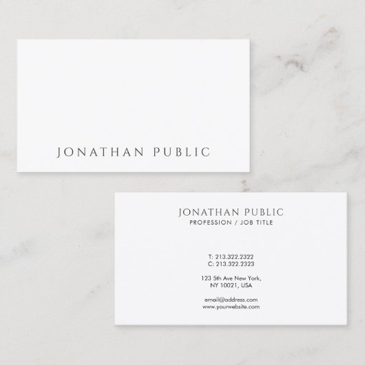 Modern Elegant Minimalist Template Create Your Own 名刺 (正面/裏面)