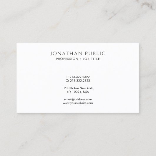 Modern Elegant Minimalist Template Create Your Own 名刺 (裏面)