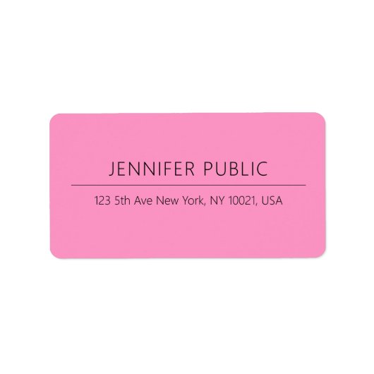 Modern Elegant Minimalist Template Pink Address ラベル (正面)