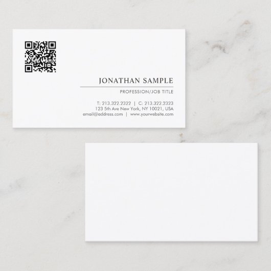 Modern Elegant Minimalist Template QR Code 名刺 (正面/裏面)