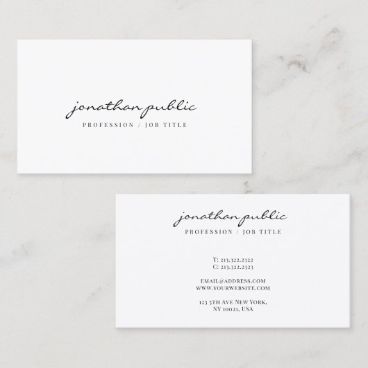 Modern Elegant Minimalist Template Script Profile 名刺 (正面/裏面)