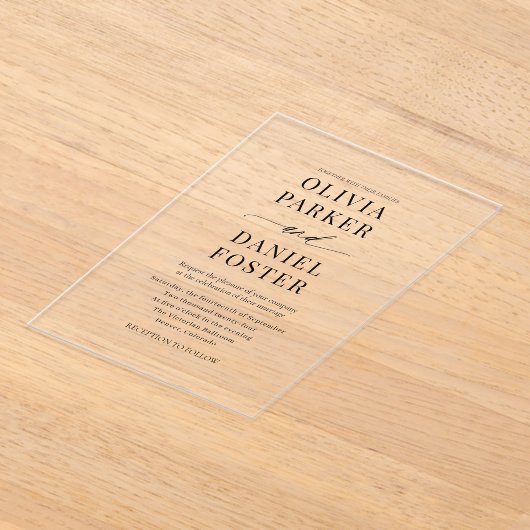 Modern Elegant Minimalist Wedding アクリル招待状 (レイダウン)