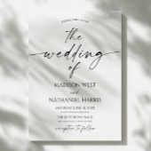 Modern Elegant Minimalist White Black Wedding 招待状