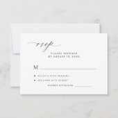 Modern elegant minimalist white wedding 出欠カード (正面)