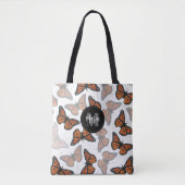 Modern Elegant Monarch Butterfly Monogrammed  トートバッグ (正面)