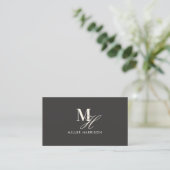 Modern Elegant Monogram Luxury Photo QR Code 名刺 (スタンド正面)