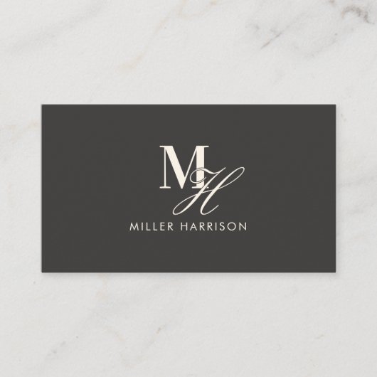 Modern Elegant Monogram Luxury Photo QR Code 名刺 (正面)