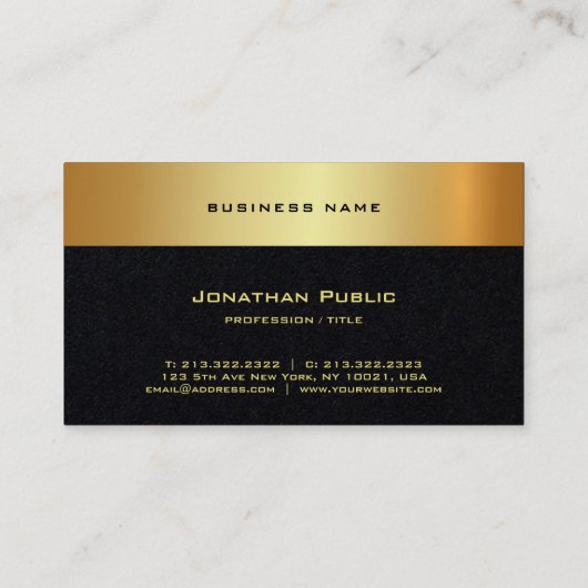 Modern Elegant Monogram Luxury Premium Black 名刺 (裏面)