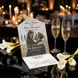 Modern Elegant Monogram Minimalist Photo Wedding  オールインワン招待状