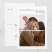 Modern Elegant Monogram Photo Wedding セーブザデート (正面/裏面)