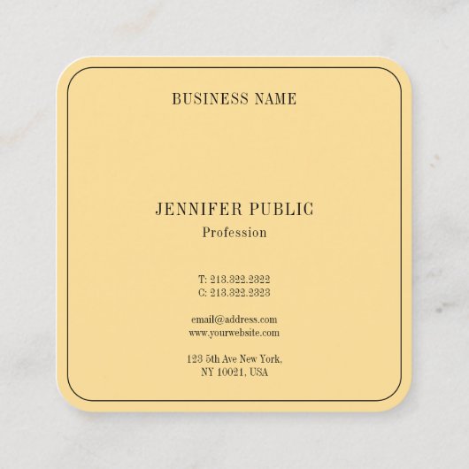 Modern Elegant Monogram Template Luxe Glamour Gold スクエア名刺 (裏面)