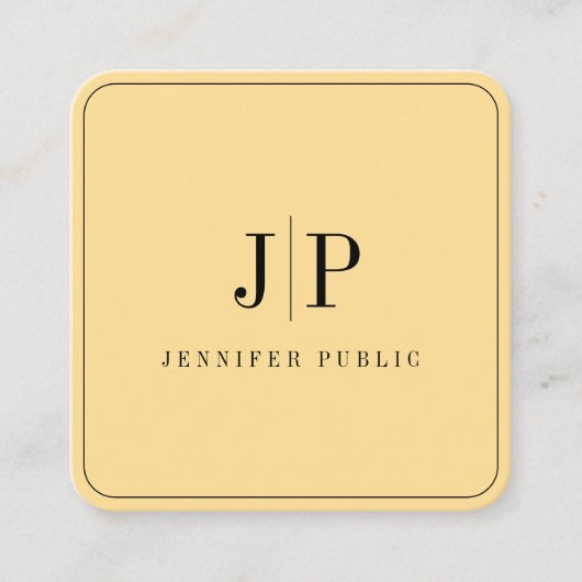 Modern Elegant Monogram Template Luxe Glamour Gold スクエア名刺 (正面)