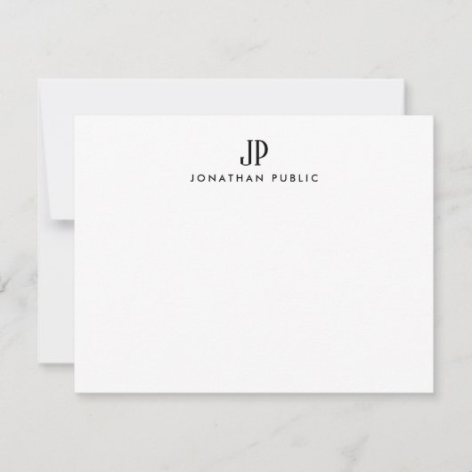 Modern Elegant Monogram Template Simple Minimalist ノートカード (正面)
